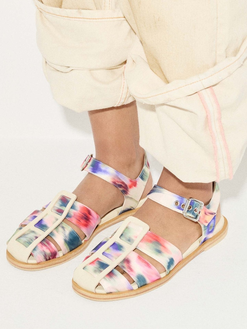 Freda Salvador Sera Fisherman Sandals in Watercolor Satin